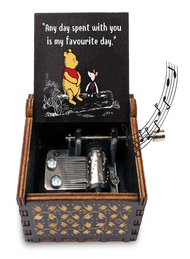 Litenx Cute Bear Best Friend Wood Music Box Gifts for Women, Friendship BBF Daughter Gifts for Christmas Birthday, Any Day Spent with You is My Favourite Day. - Image 1